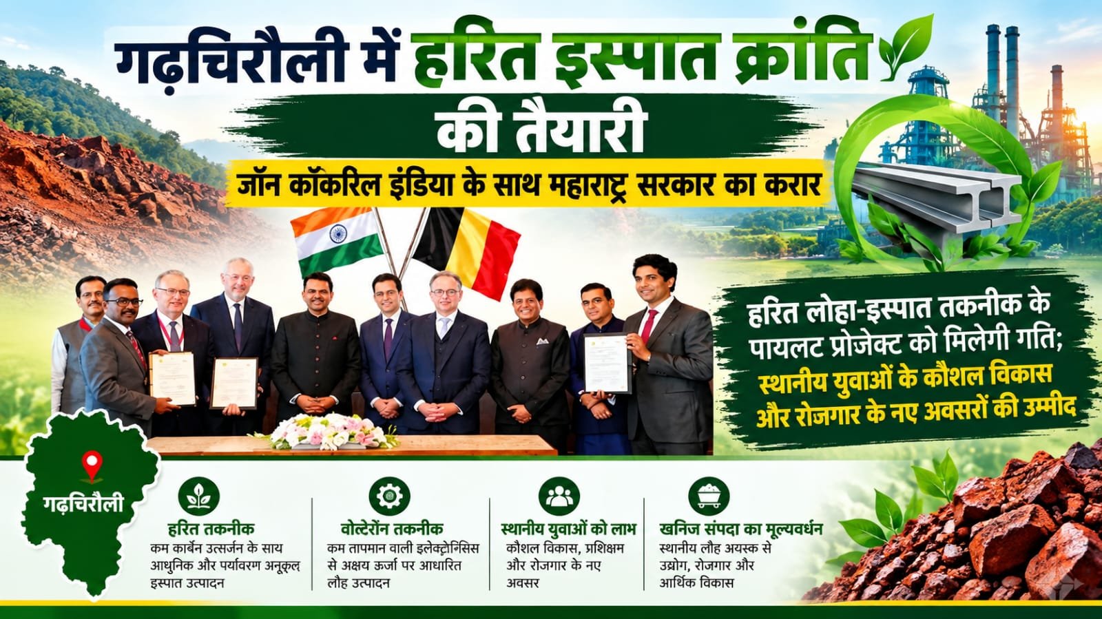 Read more about the article गढ़चिरौली में हरित इस्पात क्रांति की तैयारी, जॉन कॉकरिल इंडिया के साथ महाराष्ट्र सरकार का करार
